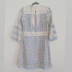 SEA New York Eyelet Bell Sleeves Dress Off White Blue Cottagecore 10